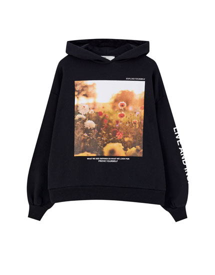 black slogan hoodie