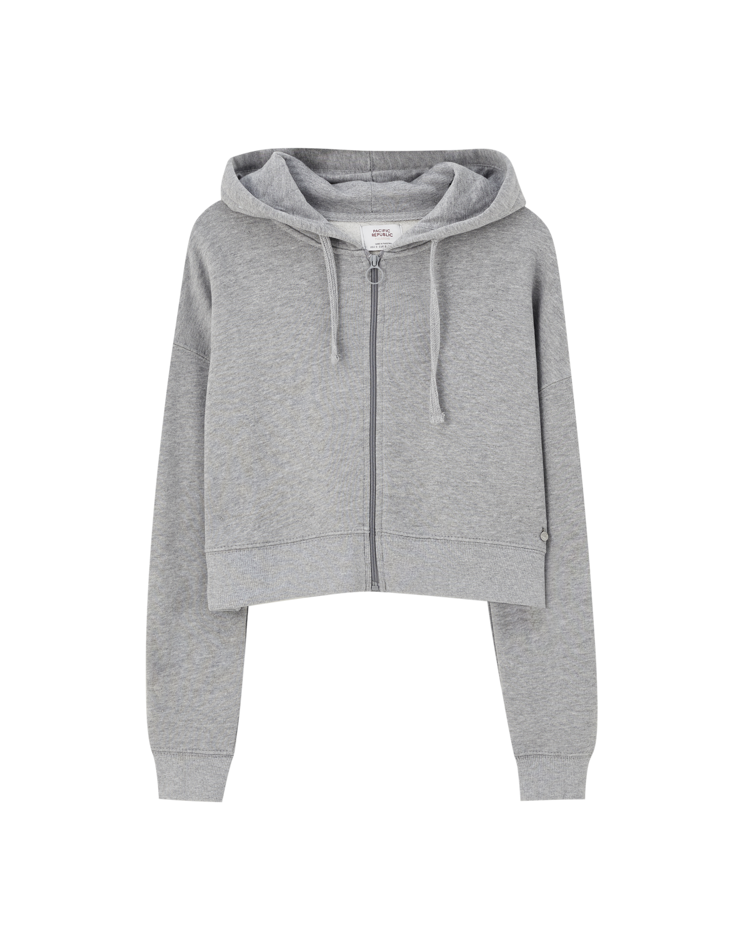 cropped zip through hoodie