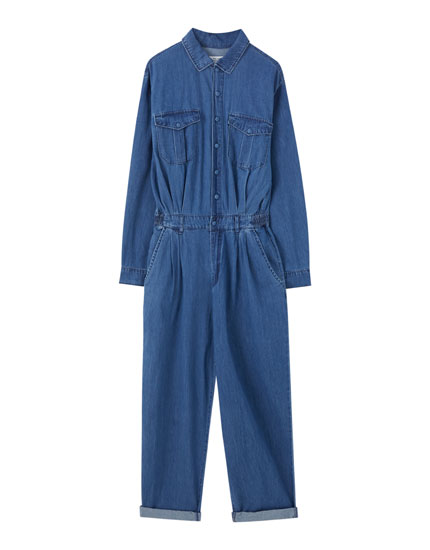 pull and bear denim jumpsuit