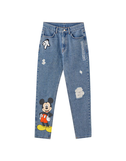 Pull and bear mickey mouse jeans Clearance