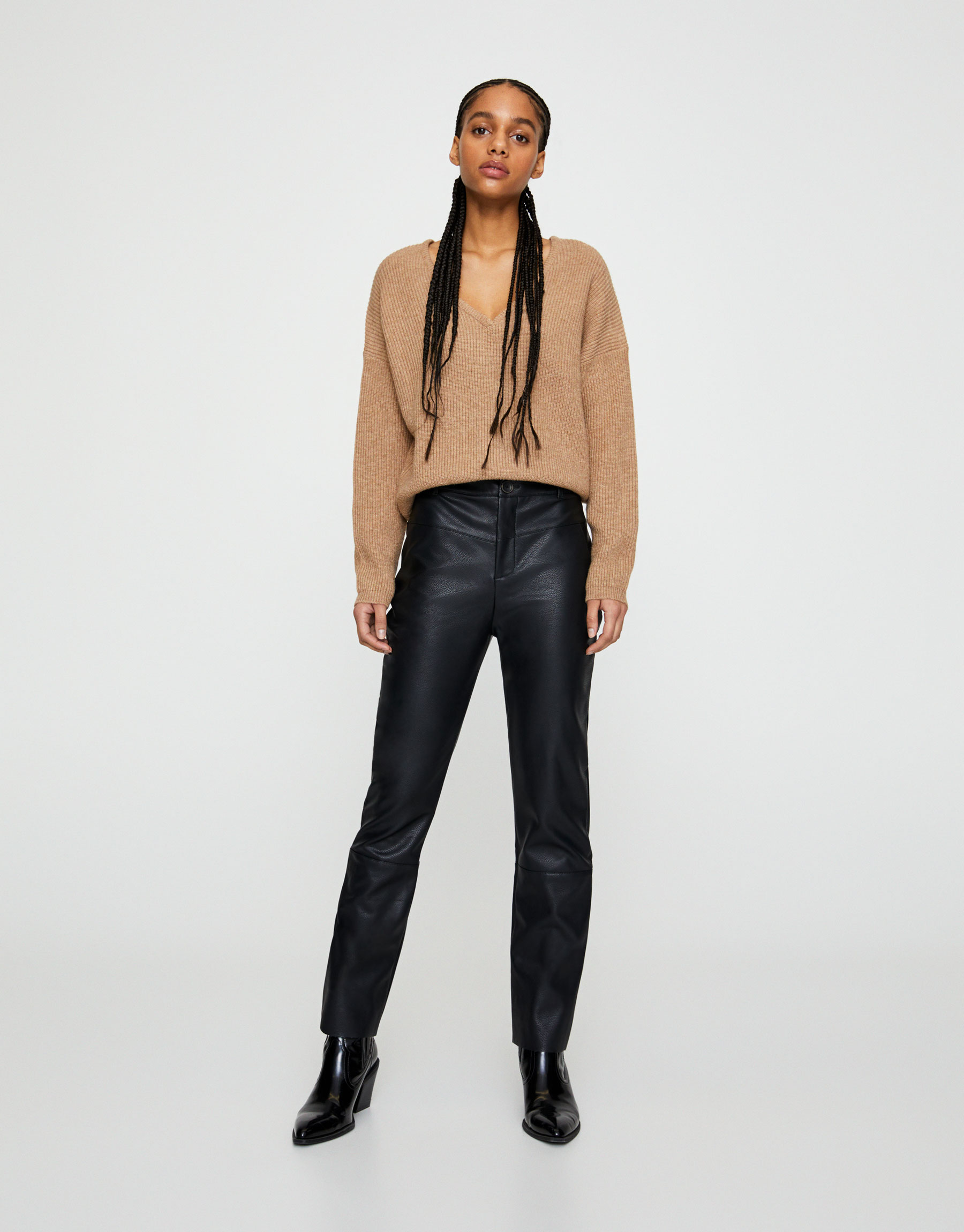 pull and bear leather pants