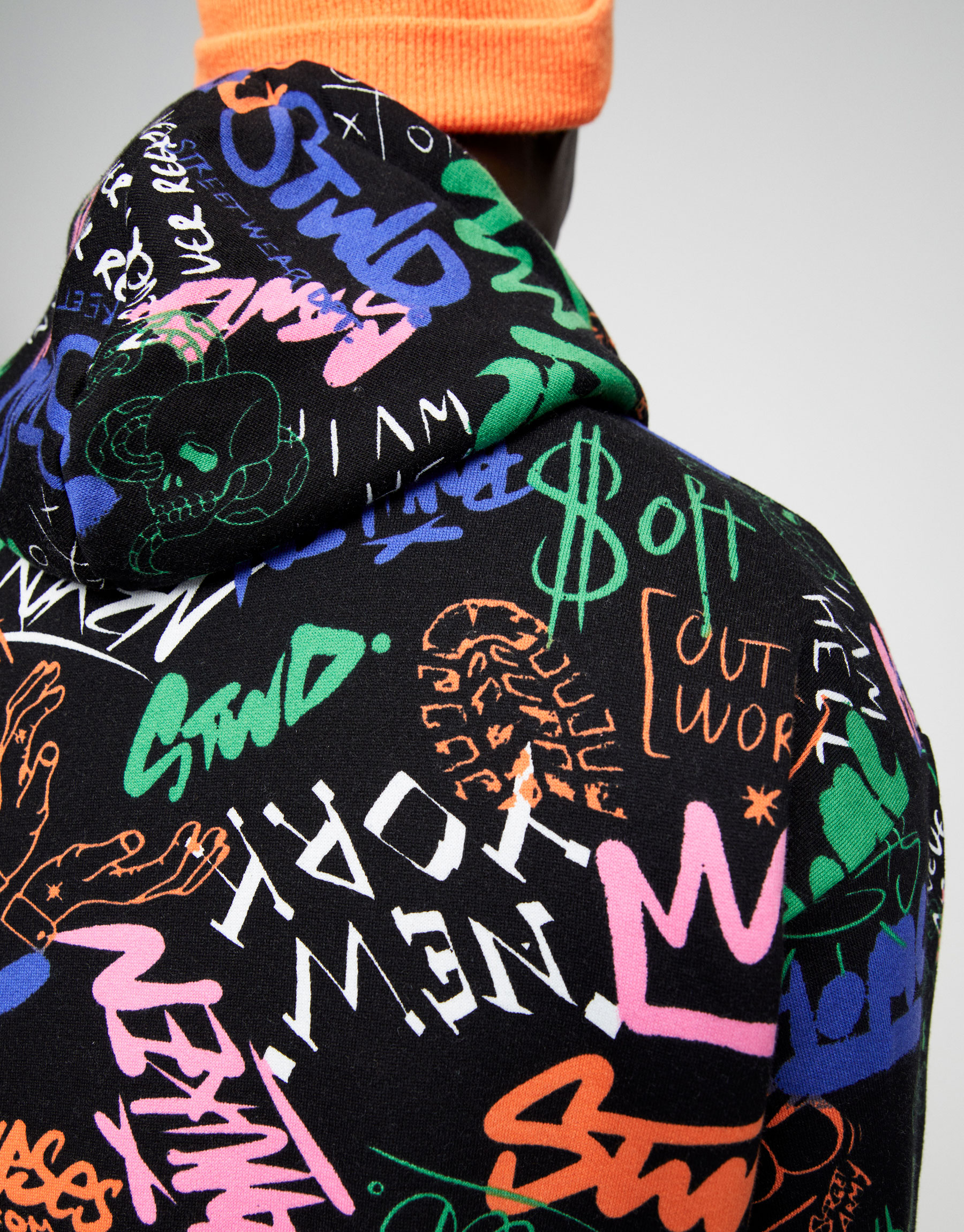 Pull & Bear - All-over graffiti print hoodie