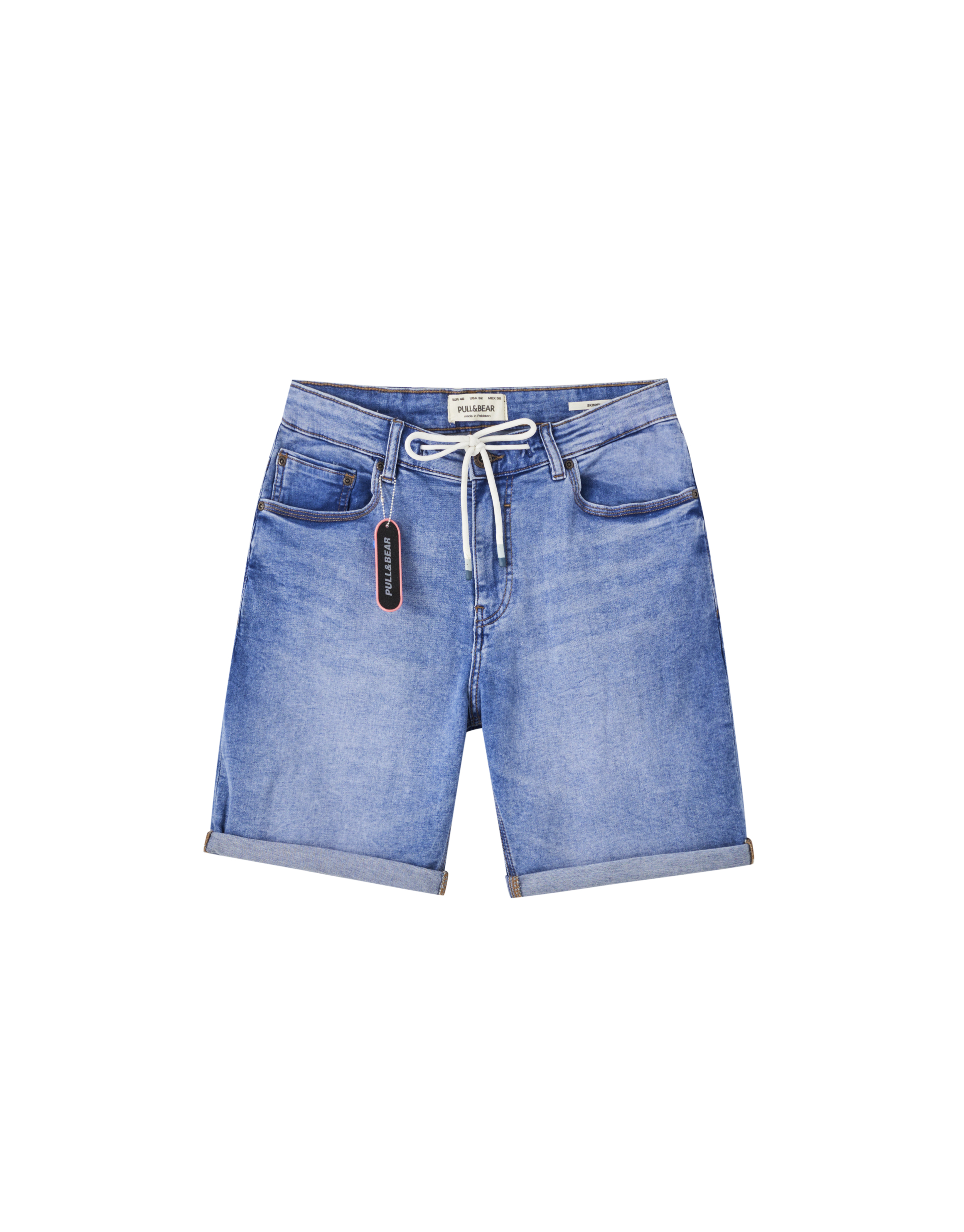 Contrast drawstring denim Bermuda 
