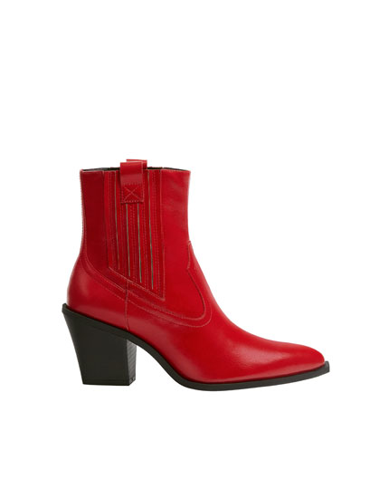 red ankle boots