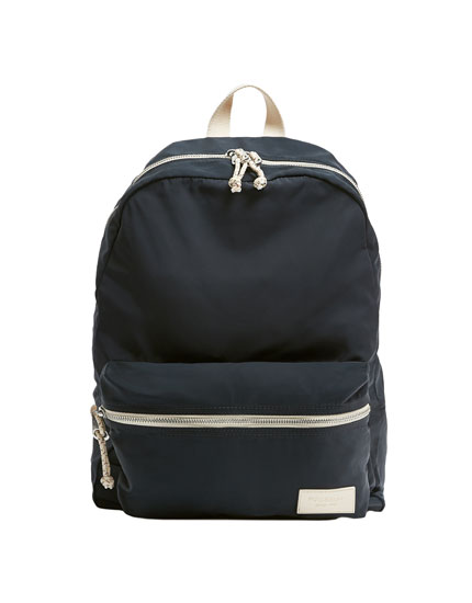 blue nylon backpack