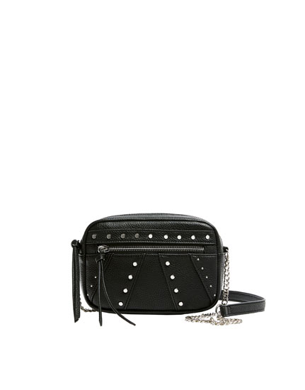 Studded black crossbody bag - PULL\u0026BEAR