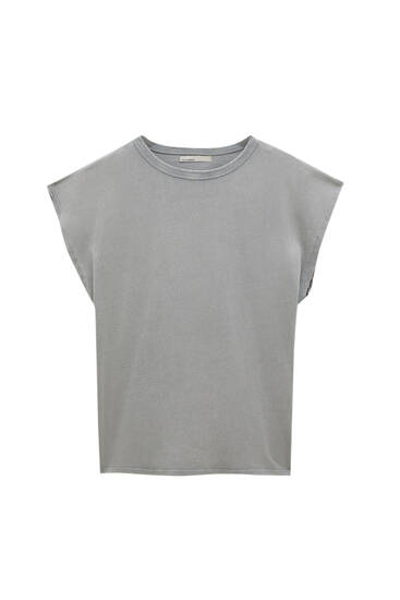 Basic T-shirt with asymmetric hem - 100% ecologically grown cotton