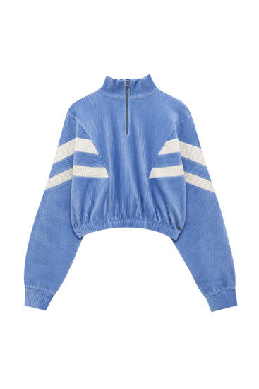 Corduroy sweatshirt with zip