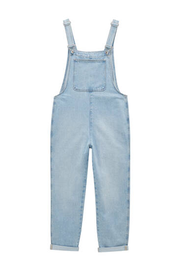 Long oversize denim dungarees - at least 50% ecologically grown cotton