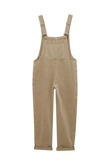 Long oversize denim dungarees - at least 50% ecologically grown cotton