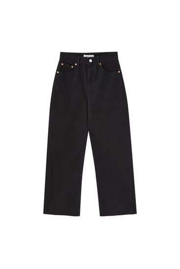 Cropped straight fit coloured trousers