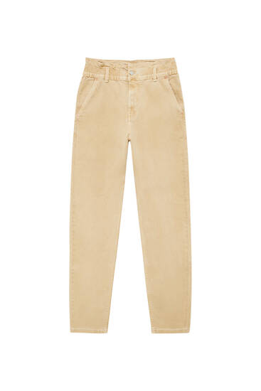 Paperbag trousers with elastic waistband - ecologically grown cotton (at least 65%)