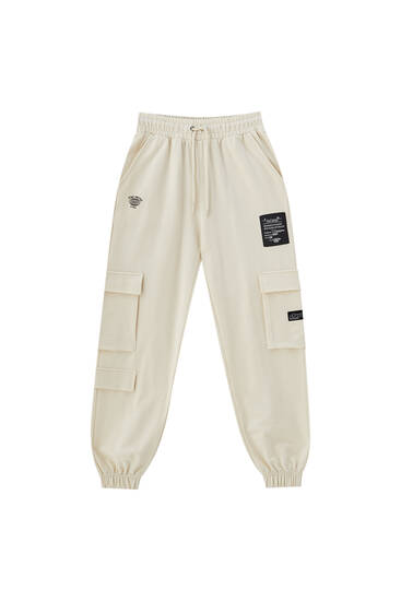 Graphic cargo jogging trousers
