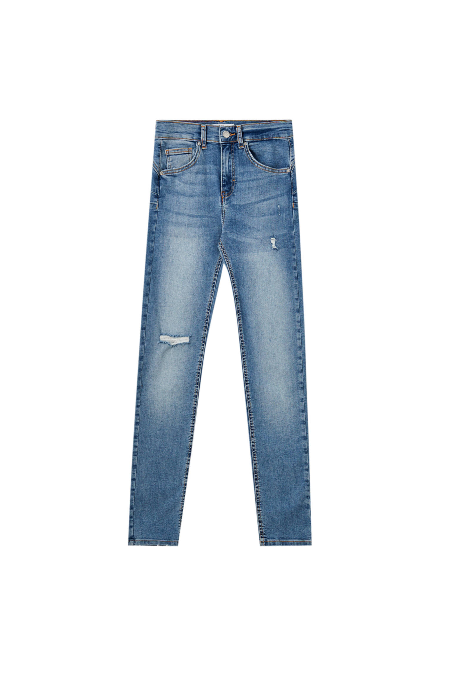 ВЫЦВЕТШИЙ СИНИЙ Базовые джинсы из хлопка с эффектом пуш-ап Pull & Bear