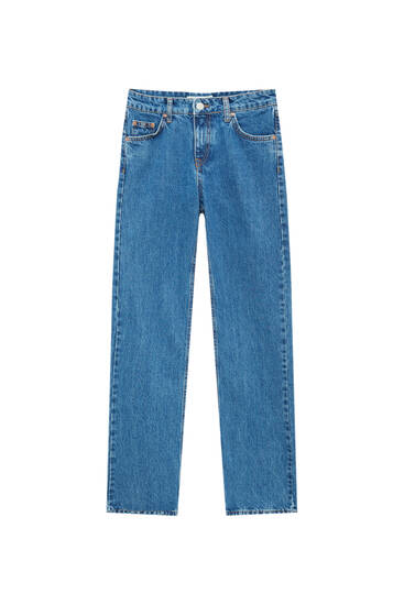 Low-waist straight-leg jeans