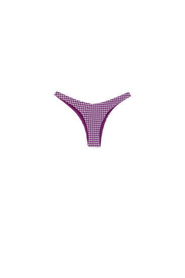Aubergine print gingham bikini bottoms