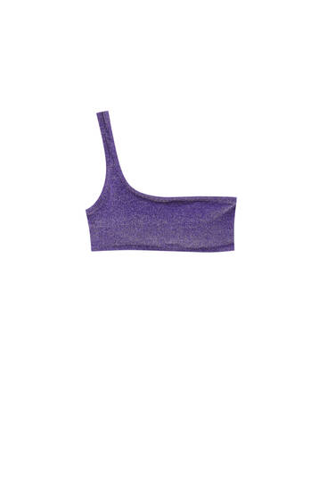 Asymmetric purple bikini top