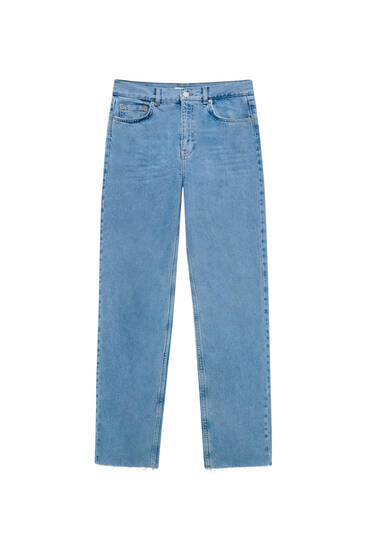 High-waist blue jeans - Contains recycled cotton
