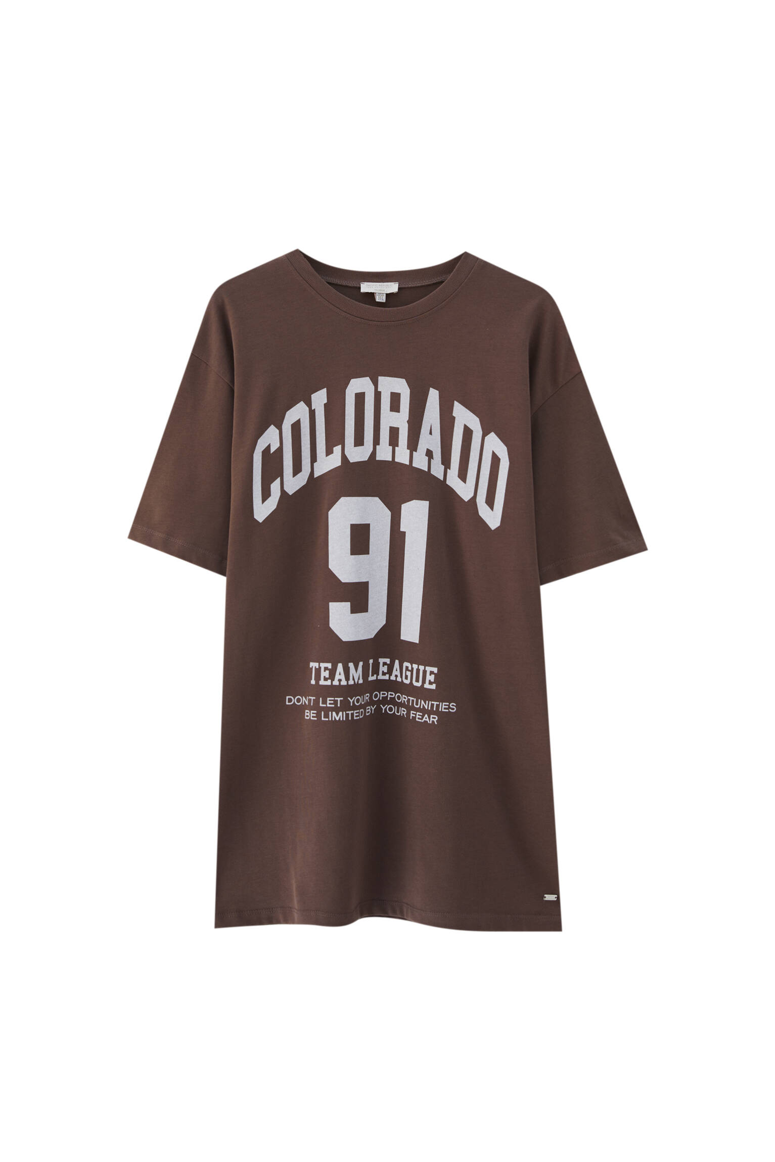 Коричневая футболка с надписью Colorado - 100% органический хлопок ШОКОЛАДНО-КОРИЧНЕВЫЙ Pull & Bear