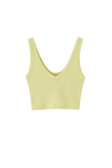 Top amarillo pull and bear Clearance