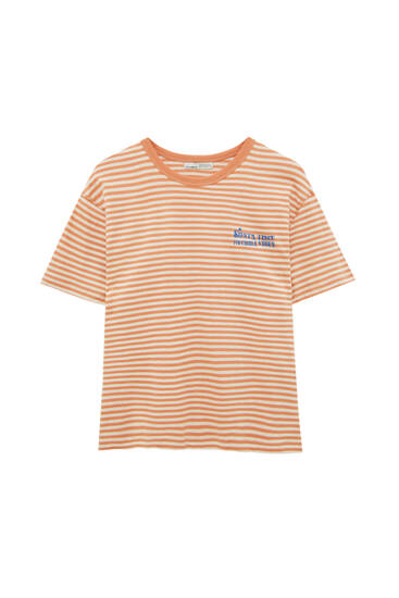 Striped t-shirt with contrast slogan