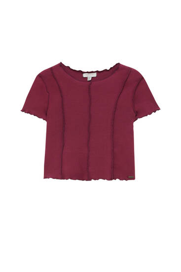 Cropped T-shirt with seam detail