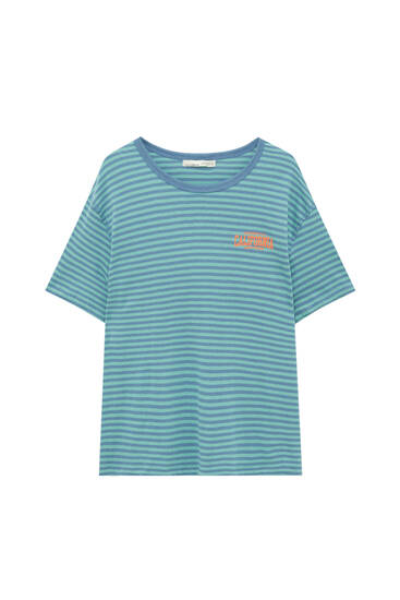 Striped t-shirt with contrast slogan