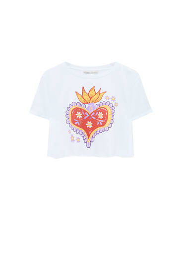 Cropped heart T-shirt