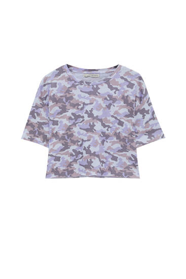 Camouflage short sleeve cropped T-shirt