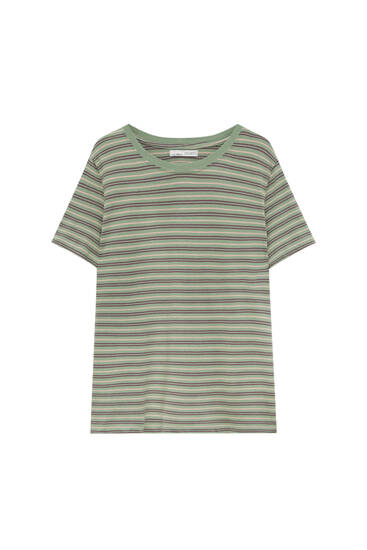 Basic striped T-shirt with contrast collar