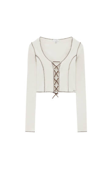 Long sleeve corset top - PULL\u0026BEAR