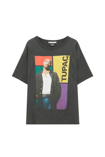 Tupac blok renkli t-shirt