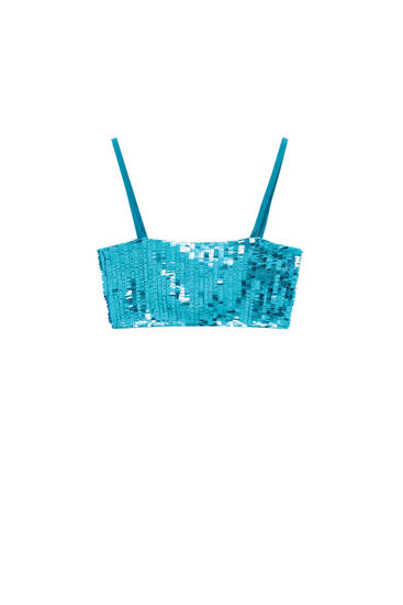 Turquoise sequinned top