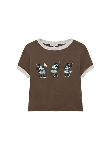 T-shirt Mickey Mouse bord-côte contrastant