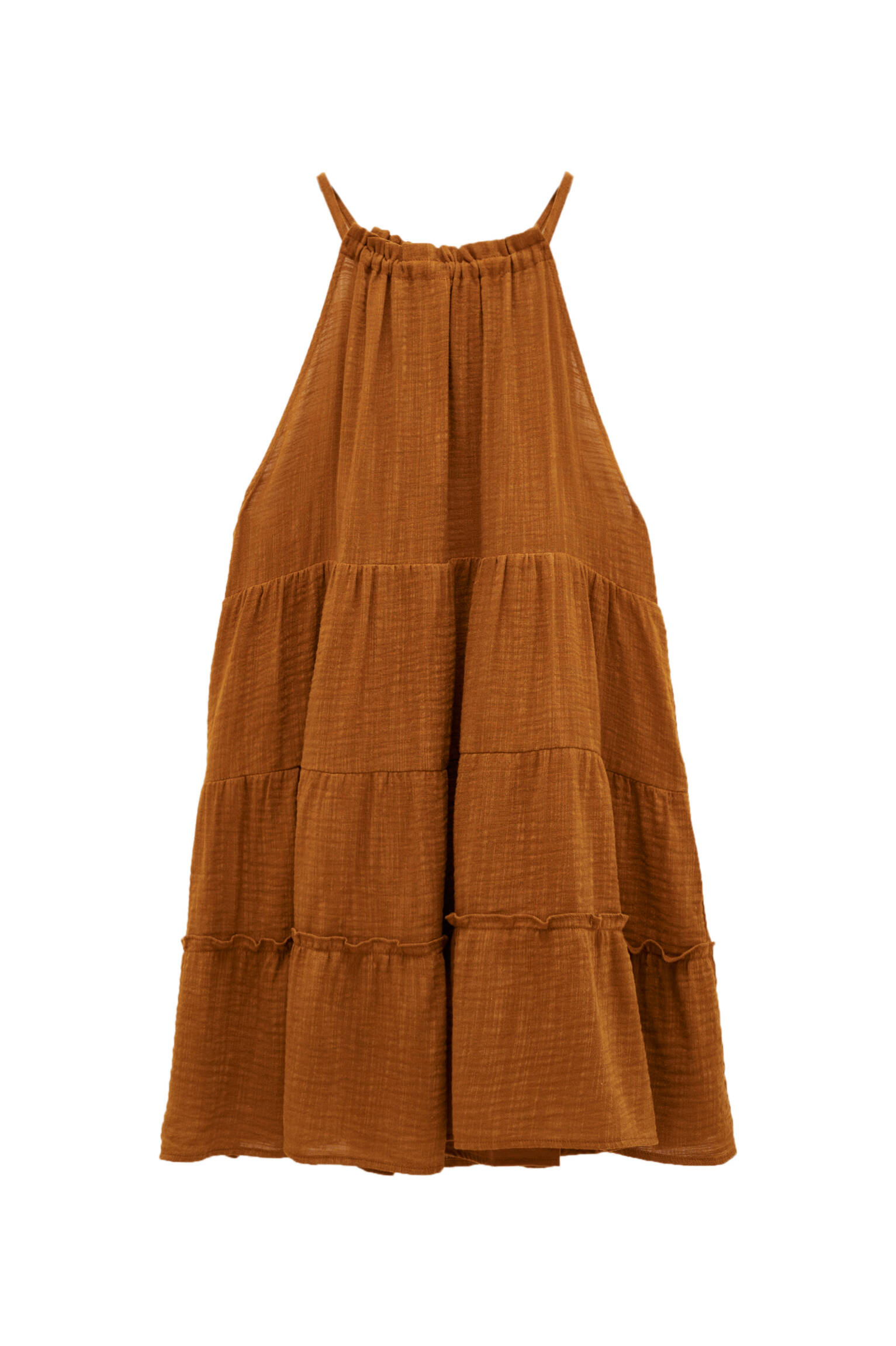 Многоярусное платье мини с горловиной халтер ОХРА Pull & Bear