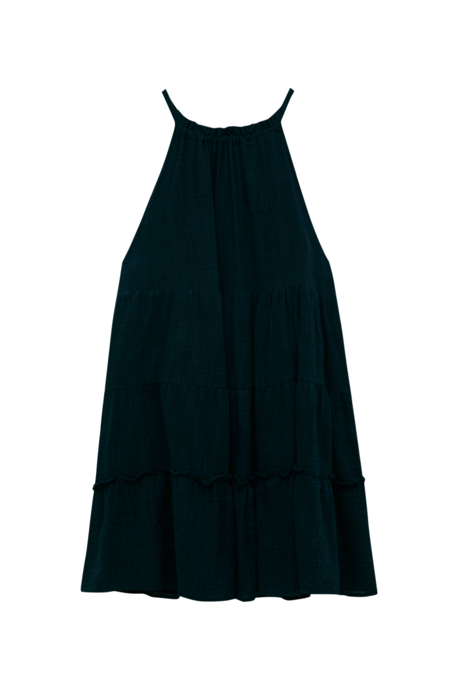 ЧЕРНЫЙ Многоярусное платье мини с горловиной халтер Pull & Bear