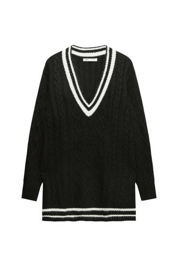 Cable-knit varsity dress