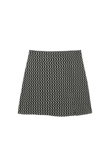 Mini skirt with all-over wavy print
