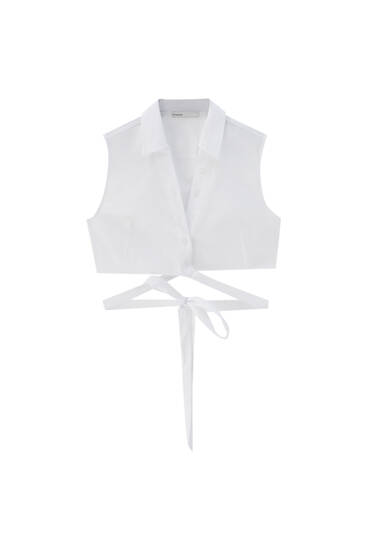 White sleeveless blouse - 100% ecologically grown cotton