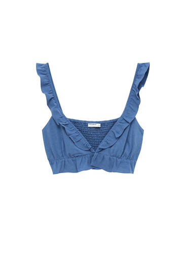 Crop top with ruffled straps