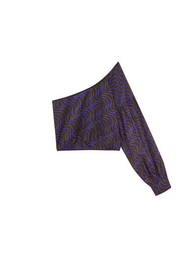 Ασύμμετρη μπλούζα με τύπωμα με κύματα