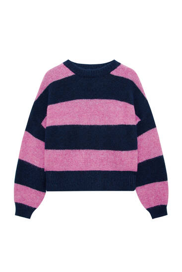 Striped soft knit sweater
