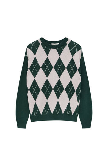 Argyle knit sweater