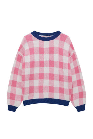 Gingham knit sweater