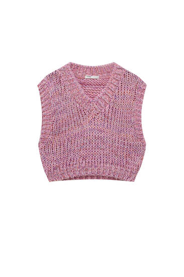 Cropped chunky knit vest