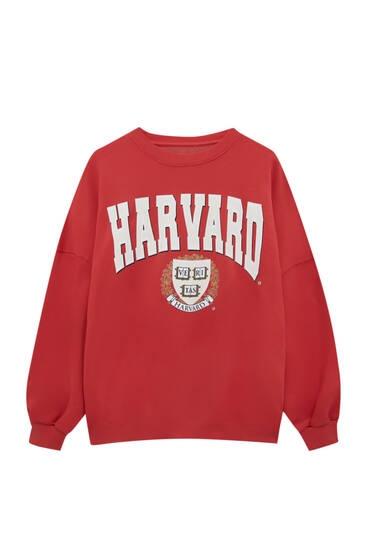 Red Harvard varsity sweatshirt