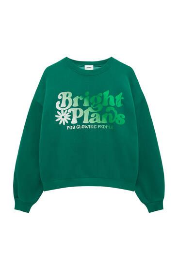 Groen sweatshirt met ombré tekstprint