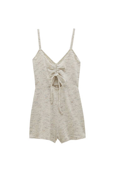 Strappy playsuit with gathered neckline