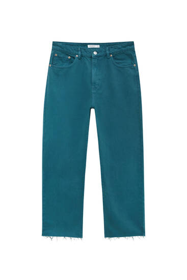 Straight-leg colourful cropped jeans