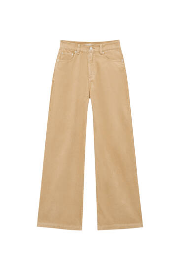 Wide-leg coloured corduroy trousers